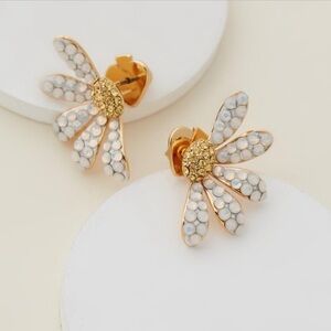 Dazzling Kate Spade Daisy Stud Earrings with White Opal & Yellow Crystals NWT